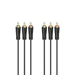 Hama Audio-/videokabel, 3 RCA-stekkers - 3 RCA-stekkers, verguld, 1,5 m