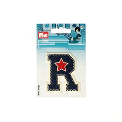 Prym 924517 - Letra de aplicación (R azul/crudo con estrella), diseño de letra R