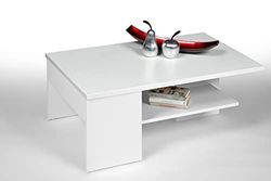 Alfa-Tische Billy Table Basse Blanche décorée, Forme extravagante, tiroir, Bois d'ingénierie, Blanc, Mittelgroß