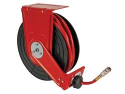 Perel Avvolgitubo aria, retrattile, max. 20 bar/290 psi, 15 m, per compressore d'aria, montaggio a soffitto/pavimento/parete, rosso