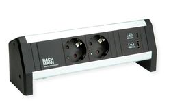 BACHMANN Desk 2x geaard contact 1xUSB A & C, USB-oplader 22 W oplader, GST18