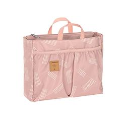 LÄSSIG Baby Pram Organiser Nappy Bag Changing Bag Small Toiletry Bag Including Changing Mat/Multi-talent Organiser Soft Stripes Pink