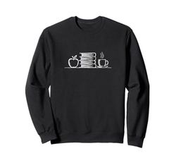Libri Apple Coffee Chalk Sketch Teacher Reader Felpa