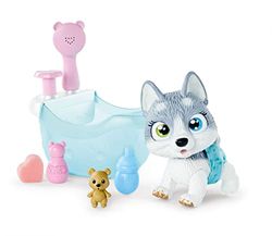 Simba 105953560 - Pamper Petz Badkar - Huskyvalp och Badkar med Pumpfunktion, Flaska med Badskum och Duschmunstycke ingår, L:25 cm, Från 3 år