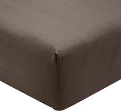 Home Linge Passion Lençol de baixo de 57 fios, algodão, cinzento escuro, individual, 90 x 190 cm