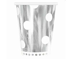 B&C Polka Dots Silver Pappbecher (6 Stücke) 266 ml