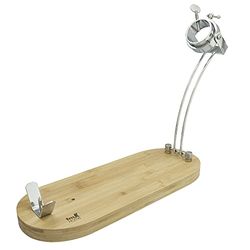 TM Electron HOCU105 Jamonero de Madera de bambú, Tacos de Silicona para una Buena adherencia, Sistema de Plegado, con Cabezal Giratorio Ajustable Ideal para Todo Tipo de paletillas y jamones