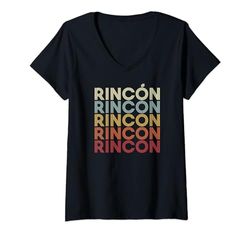 Donna Rincon Puerto Rico Rincon PR Vintage Text Maglietta con Collo a V