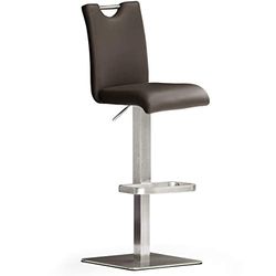 Robas Lund Bar.Do - Sgabello da Bar in Pelle Marrone con Schienale Girevole a 180 Gradi, Regolabile in Altezza, Colore: Marrone