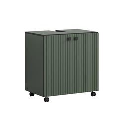 trendteam smart living - PureBliss – Mobile sottolavabo su ruote – Verde – Lavabo con ripiano – 60 x 64 x 42 cm (L x A x P) – Mobile bagno con effetto scanalato – Elegante manico in metallo