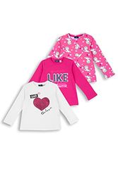 Chicco Set T-shirt Con Maniche Lunghe in cotone, Magliette Bambine e ragazze, Fucsia, 2 anni (pacco da 3)