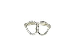 Anello a doppio cuore, anello d'argento 925, anello fatto a mano, anello impilabile, gioielli minimalisti, anello yoga (21,5)