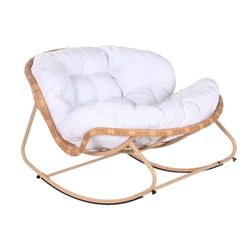 Home ESPRIT Fauteuil à Bascule Blanc Marron Acier 108 x 108 x 80 cm