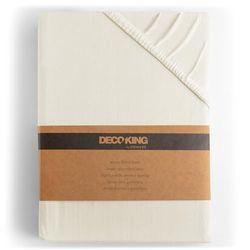DecoKing Fitted Sheet King 100% Combed Cotton Soft Jersey Bed Sheet 140x200-160x200 cm Ecru Amber