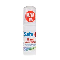 Safe4 Alcohol-Free Hand Sanitiser - Bactericidal & Virucidal Foam for Effective Protection - 50ML (Pack of 1)