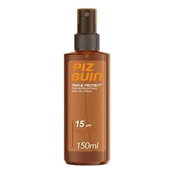 PIZ BUIN Tan & Protect Olio Spray Solare Intensificatore dell'Abbronzatura SPF 15, Olio abbronzante corpo spray con Illumitone, Protezione solare 15 con filtro solare UVA/UVB, 150 ml