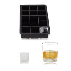 Relaxdays Silicone Ice Cube Tray, for 3.5 cm Ice Cubes, BPA-free, For Cocktails, HxWxD: 3.5 x 19.5 x 12.5 cm, Black