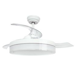 Jocca Plafondventilator met dimbaar ledlicht, intrekbare vleugels, afstandsbediening, timer, zomer- en winterfunctie, wit