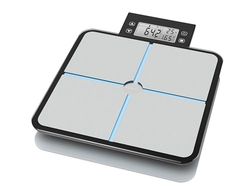 medisana BS 460 Bilancia digitale per la composizione corporea, Bilancia con display LCD rimovibile, Bilancia per il grasso corporeo, Misurazione del grasso corporeo, Fino a 180 kg, Nero / Argento