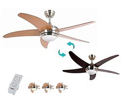 Bastilipo 7777-Malibu Niquel Malibu plafondventilator, led, met afstandsbediening en omkeerbare vleugels