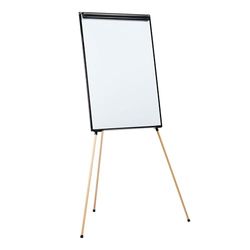 Bi-Office Essence Cavalletto Treppiedi, Superficie magnetica in acciaio laccato, struttura in alluminio nero e legno naturale