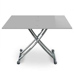 Menzzo Carreira B2219S - Mesa de centro, contemporânea, dobrável, de madeira e aço inoxidável, 57/100 x 100/114,2 x 39/76,3 cm, cinzento lacado