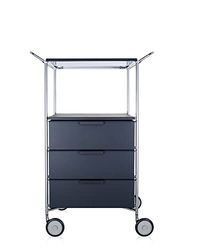 Kartell Gabinete Organizador con ruedas, 3 cajones Manijas, Negro