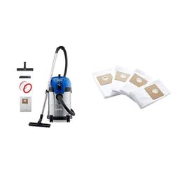 Nilfisk Multi II 30 T Drum vacuum 30L 1400W Black, Blue, Silver - Nilfisk Multi II 30T, 1400W, 292W, 1A, 220-240, 50/60 & Nilfisk 107417195 fleece-filtersäck för Multi II dammsugare, 22L/30L (4 styck)