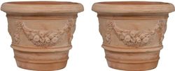 Biscottini Lot de 2 Pots pour Plantes d'extérieur L40,5 x PR40,5 x H30,5 fabriqué en Italie – vases en Terre Cuite Grands pour l'extérieur – vases pour Plantes d'extérieur – Grand Pot d'extérieur
