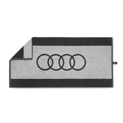 Audi 3132301800 - Asciugamano da bagno con anelli, con logo, 150 x 80 cm, colore: Grigio