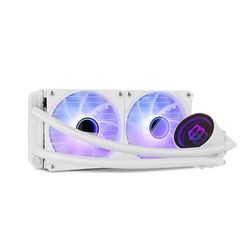 NOX XTREME PRODUCTS HUMMER M-240 - Refroidissement liquide ARGB, Intel et AMD, 2 ventilateurs 120mm, contrôle PMW, pompe en cuivre, effet miroir infini, double radiateur en aluminium, couleur blanche