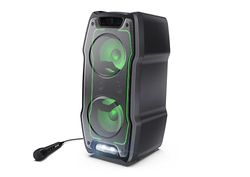SHARP PS-931 Party Speaker, microfono, TWS, Bluetooth, 2 x USB, 2 puertos 6,3 mm para microfono y guitarra, luces multicolor, 180W p. maxima, bateria litio integrada con hasta 13 horas de reproduccion