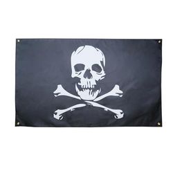 AZ FLAG Flaga piracka z czaszką i kości 150 x 90 cm z 4 oczkami, flaga korsarza na balkon lub ścianę