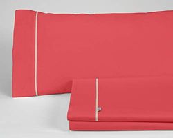 Juego de sábanas liso color rojo cama de 160 (4 stuks) - 50% katoen / 50% polyester - 144 hilos, gramage: 115