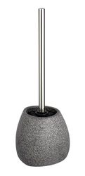 WENKO Escoiveira WC Pion cinzenta cerâmica - escova para sanita com cerdas de silicone, cerâmica, 12,5 x 38,5 x 12 cm, cinzento