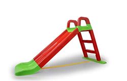 JAMARA- Tobogán Funny Slide Rojo – de plástico Resistente, caño Antideslizante para aterrizajes Suaves, escalones Anchos y Asas de Seguridad, Cuerda de estabilización, Color (460501)