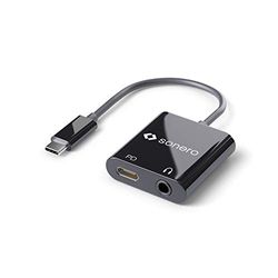 Sonero UA200 USB type C naar 3,5 mm audio en CF (PD) converter, zwart, JP-USB313