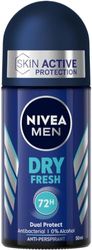 NIVEA MEN Dry Fresh Deodorante Roll-on 6 x 50 ml, Deodorante uomo con formula Dual Active, Deodorante anti-traspirante per 72 h di intensa freschezza sulla pelle