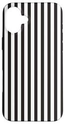 Black And White Vertical Stripes 90s Style Summer Pattern Case for iPhone 16 Plus