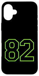 Number 82 Green Black Sports Team Varsity Number Case for iPhone 16 Plus
