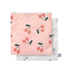 LÄSSIG Sac de rangement réutilisable Sac à goûter 2 pièces/Snack Bag Happy Fruits Cherry