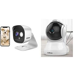 SriHome Caméra de Surveillance Wi-FI pour intérieur ou extérieur, résolution de 1296p, avec détecteur de Mouvement, Audio bidirectionnel & Bagotte Caméra de Surveillance sans Fil FHD