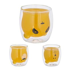 Relaxdays Bear Drinking, Set of 3, 300 ml, Double-Walled, Borosilicate Glass, Transparent