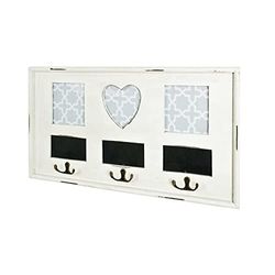 HAKU Möbel Väggklädhängare antik vit, Massivt trä, MDF - Storlek: B 49 cm x H 26 cm x D 3 cm, Stil: Industriell