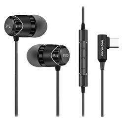 SoundMAGIC E11D Auricolari Tipo C HiFi Stereo Cuffie USB Type C con Microfono Isolamento Acustico e Bassi Potenti Compatibile con Dispositivi Android Nero