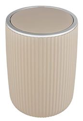 WENKO Poubelle avec Couvercle basculant Agropoli L Beige 5,5 litres | pour Salle de Bain, Poubelle en Plastique de Haute qualité et à la Surface structurée | sans BPA | d19 x 27 cm | Beige