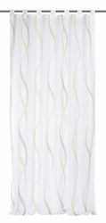 Home Fashion 48107-868 Rideau Voilage Imprimée avec Boucles Foulard Vert 245 x 140 cm