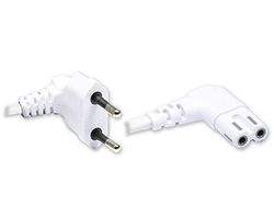 Good Connections® Euro netsnoer - 1 m - stekker (90° hoek) naar Euro 8 bus (90° hoek) - voor Smart TV, Playstation, XBOX One S, printer, radio, scheerapparaat, enz. - wit