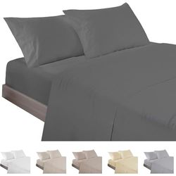 ECOMMERC3 Underzy Parure de lit 4 pièces avec draps, Drap Plat et 2 taies d'oreiller de 45 x 100 cm, 100% fabriquée en Espagne, Anthracite