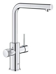 GROHE Blue Pure Minta keukenkraan met filtersysteem, aparte handgreep voor gefilterd water, uittrekbare beluchter, hoge uitloop, verchroomd, 30601000